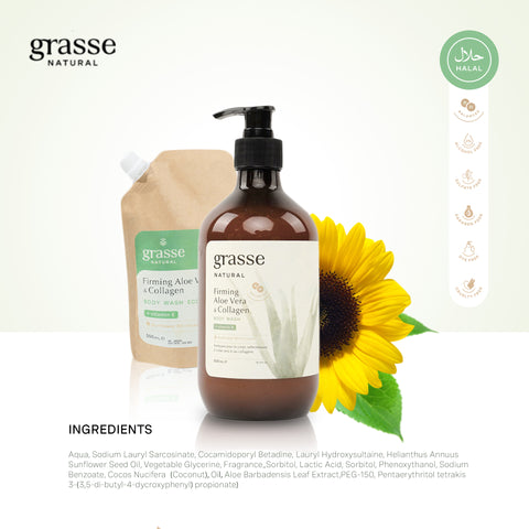 Grasse Natural Firming Aloe Vera and Collagen - Sunflower Oil Body Wash