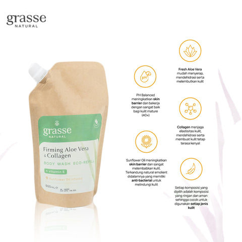 Grasse Natural Firming Aloe Vera and Collagen - Sunflower Oil Body Wash